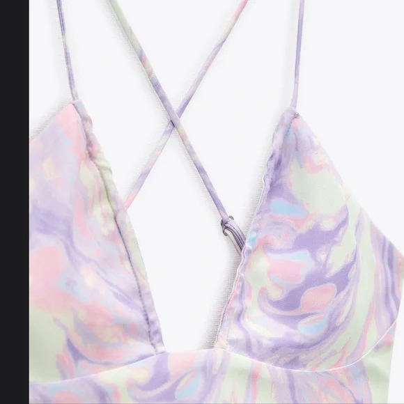 Zara cut out  satin effect pastel tie dye flare pants ,Barbie core - Picture 8 of 8